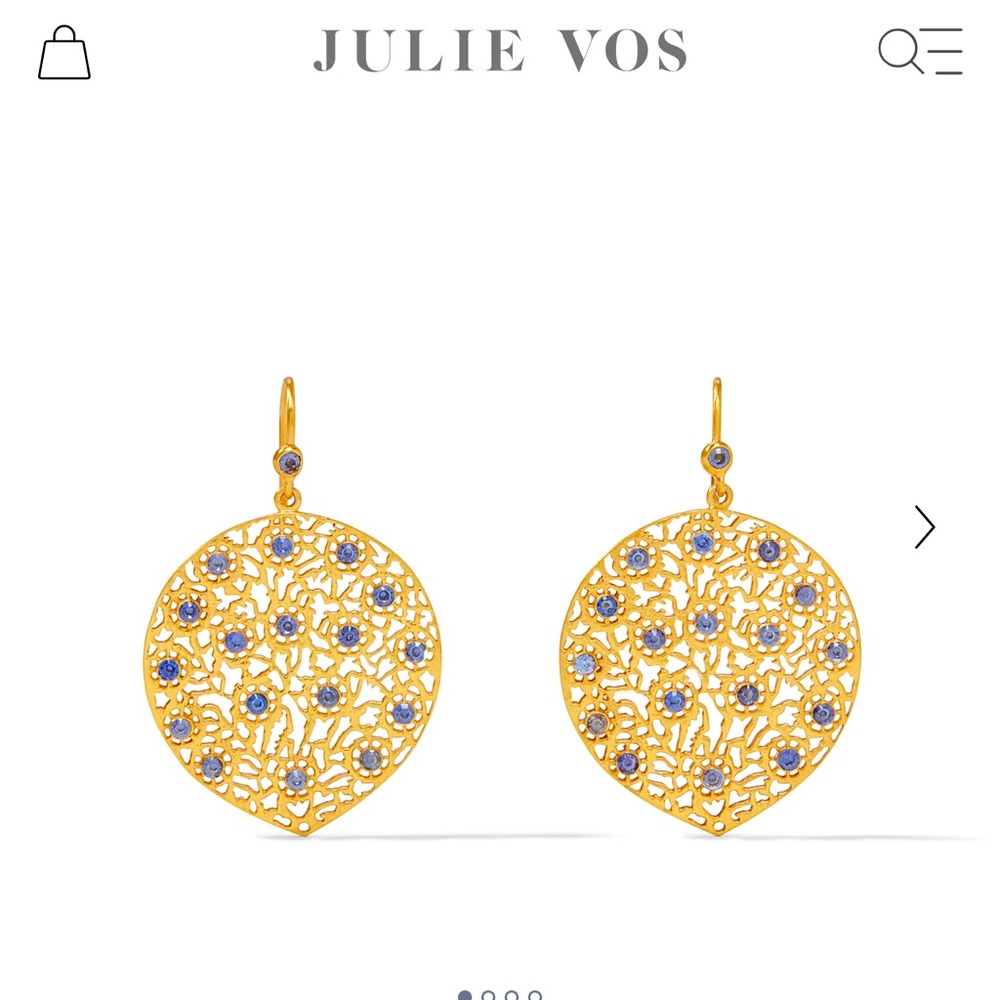 NWOT Julie Vos chalcedony blue Peacock Earrings